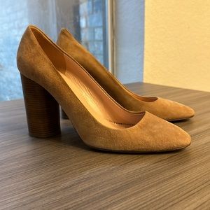 J Crew Italian suede stacked heel pumps